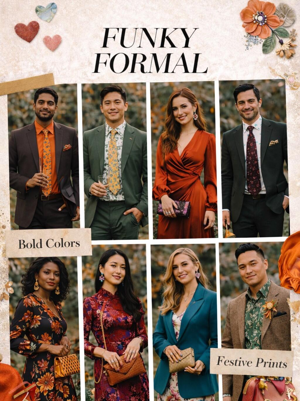 Funky formal and cocktail attire inspiration for the wedding